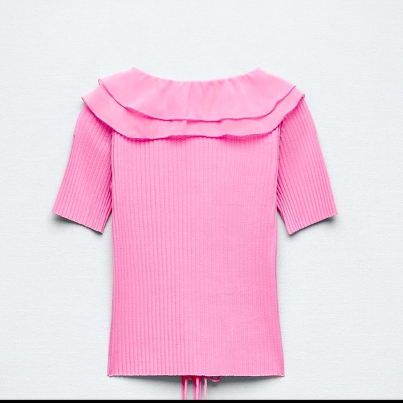 Zara ruffled pastel gelato pink top cardigan - Picture 5 of 7